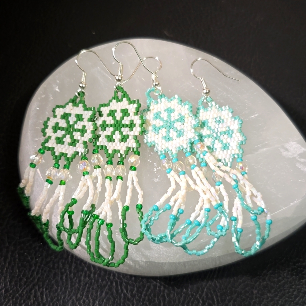 Beaded snowflake earrings